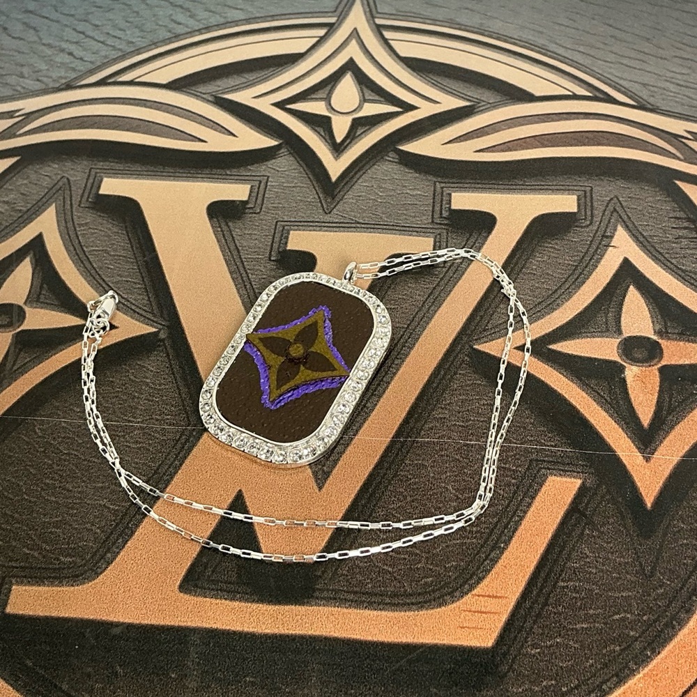 Louis Vuitton Silver Brown 3D Pendant 925 Necklace